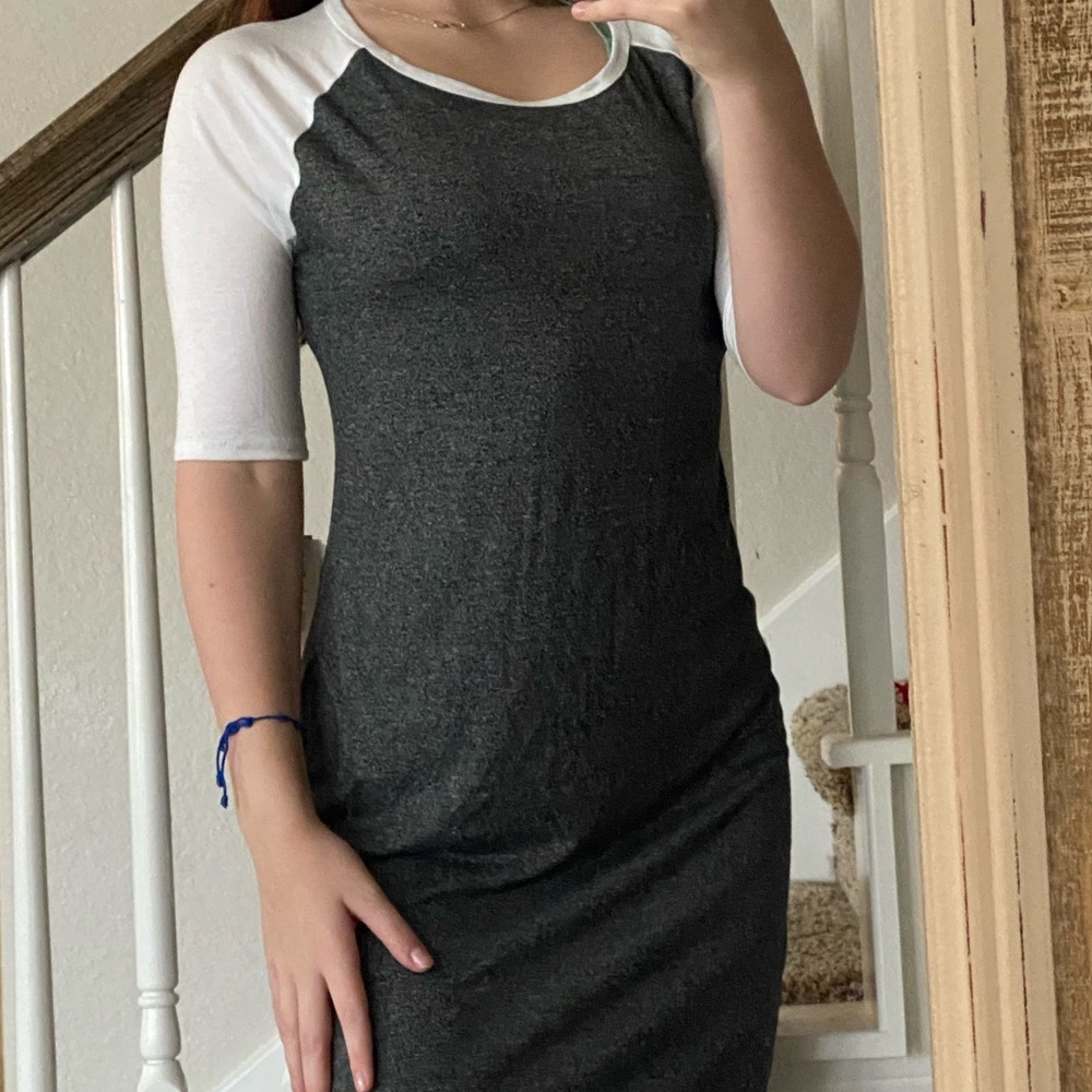 NWT LuLaRoe Julia Grey and White Dress, Small